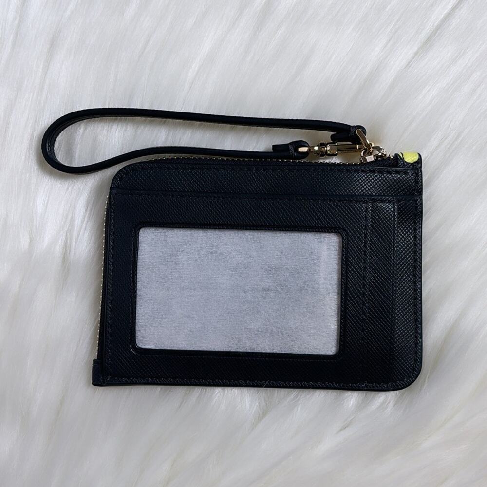 NWT Kate Spade Tennis Printed Small Card Holder Wristlet/Saffiano/Blue/Yellow - Picture 2 of 6